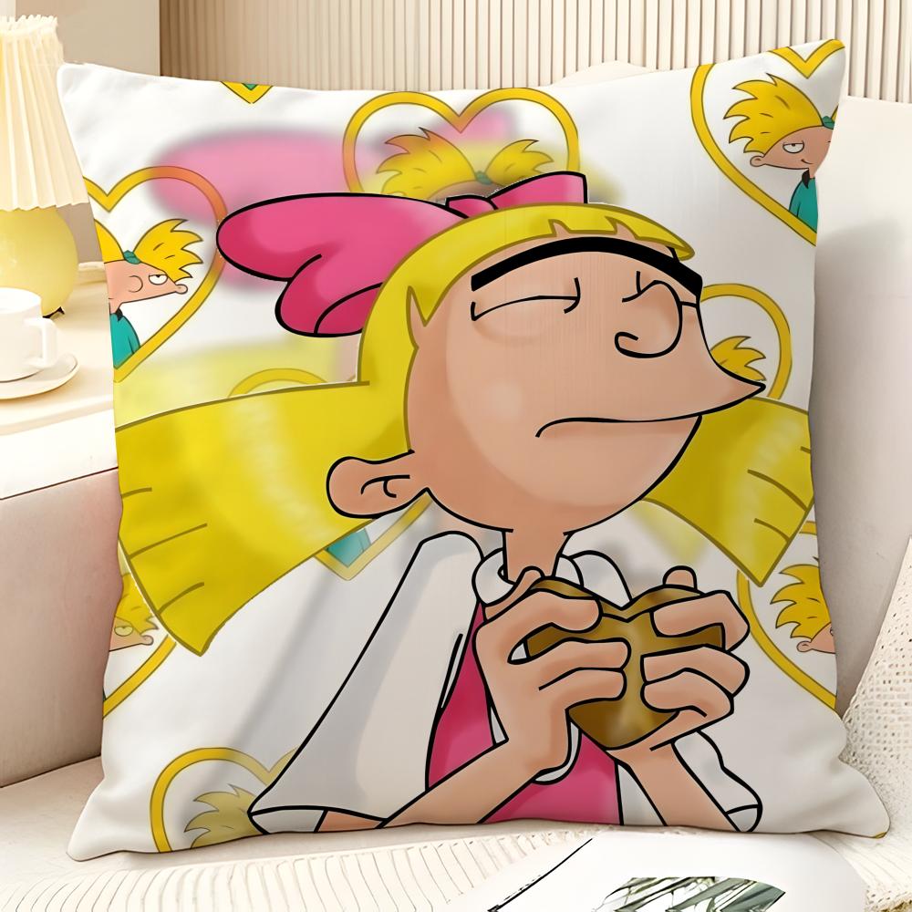 Federa per Cuscino Cartone Animato Anime H-Hey Arnolds 2 Lino Naturale Tessuto Biologico Stampa Double-Sided Divano Decorazione Casa Regalo Federa per Cuscino