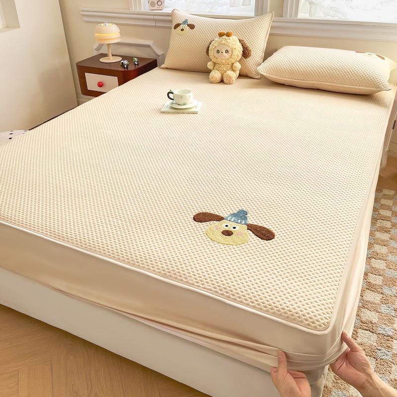 Spring & Summer Chenille Embroidery Quilted Fitted Sheet Mattress Protector