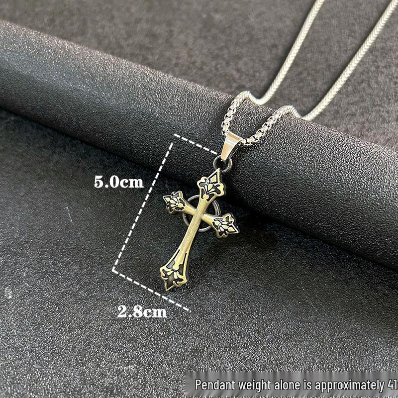 Flammenkreuz-Anhänger Halskette für Männer – Retro Hip-Hop Stil