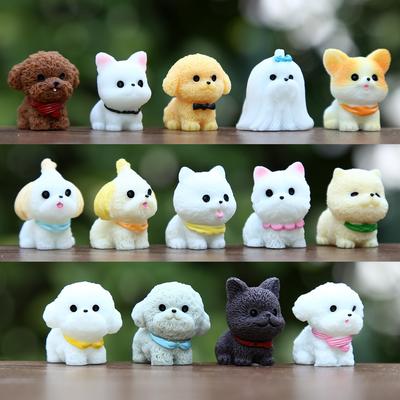 14Pcs/Set Nouvelle Simulation Mignon Chiot Résine Poupée Série Jouets Créatif Miniature Chiot Modèle Micro Paysage Décor Ornements