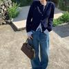 Gentle Korean Retro Knit Cardigan with Faux Two-Piece Design - 2025 Autumn/Winter Wool Sweater