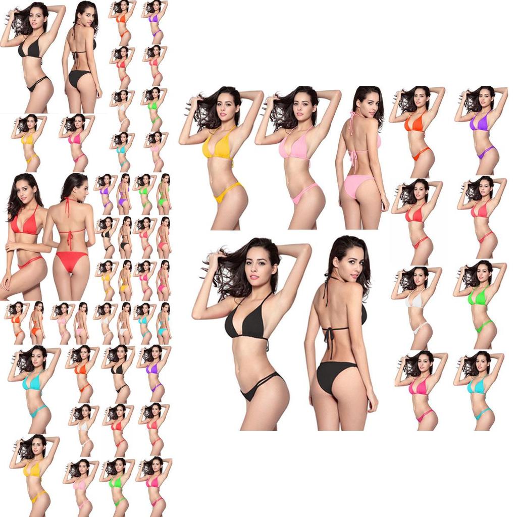 Sexy Womens Bikini Bandage Swimsuit Swimwear Bathing Suit Candy Solid Color