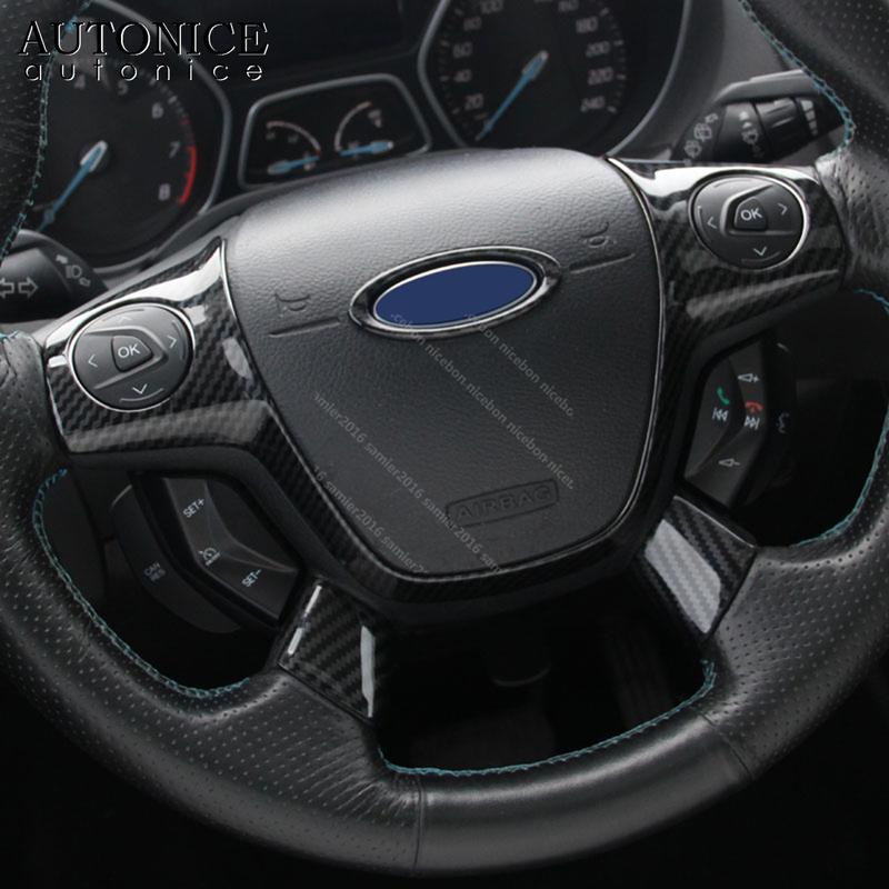 fit For ford Focus Escape Kuga C-Max 3pc Carbon fiber color Steering Wheel Cover