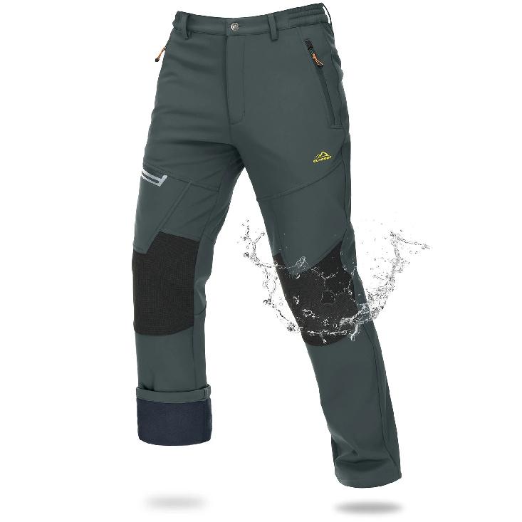 MAGCOMSEN Softshell Ski Pants Mens Winter Warm Fleece Lined Snow Trousers Waterproof Windproof Hiking Outdoor Thermal Pants