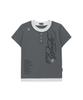 ODDSTUDIO Cutoff Star Layered Henley Neck Graphic T-Shirt - Light Charcoal