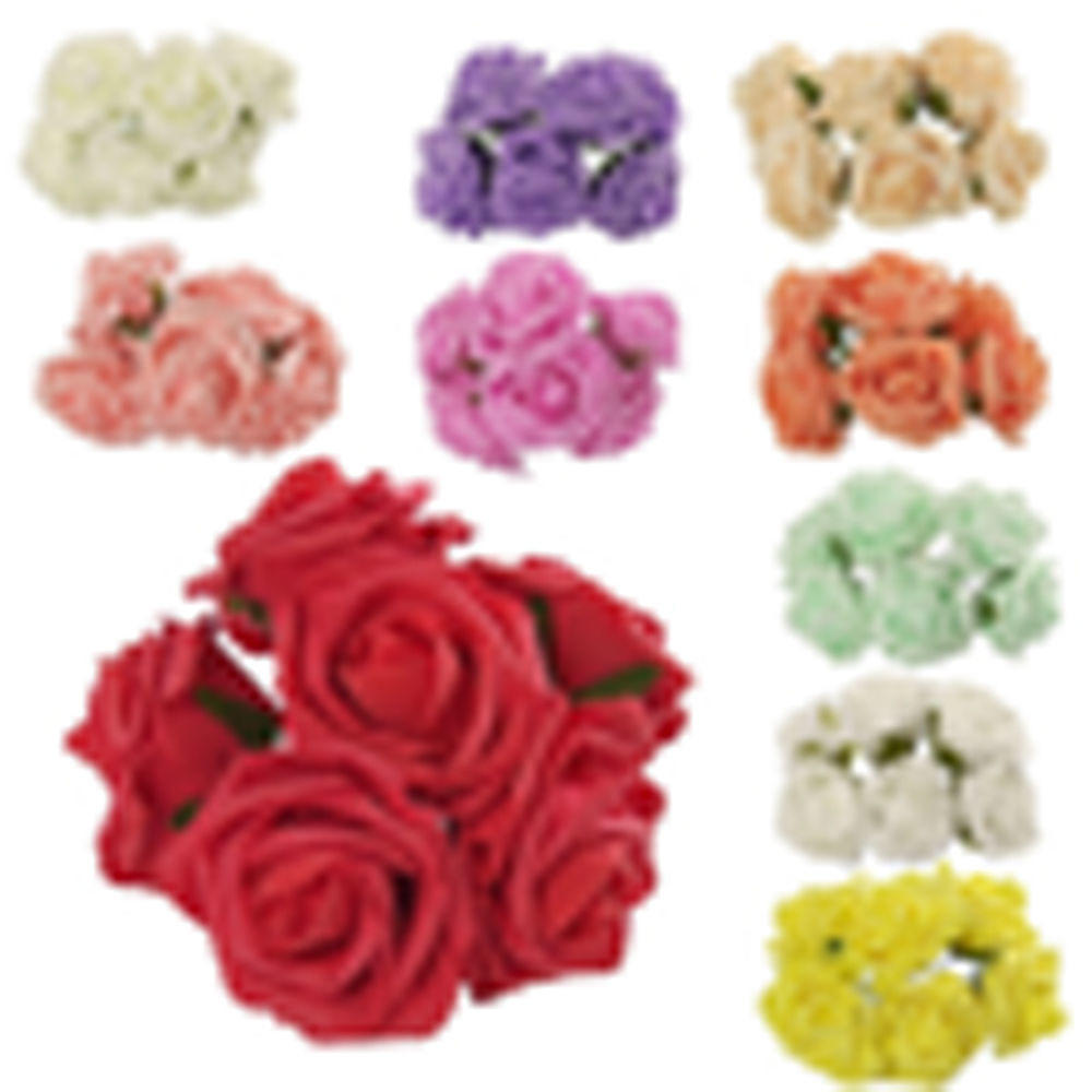 0Pcs Wedding Flowers Foam Roses Artificial Bride Delicate Colorfast Candy