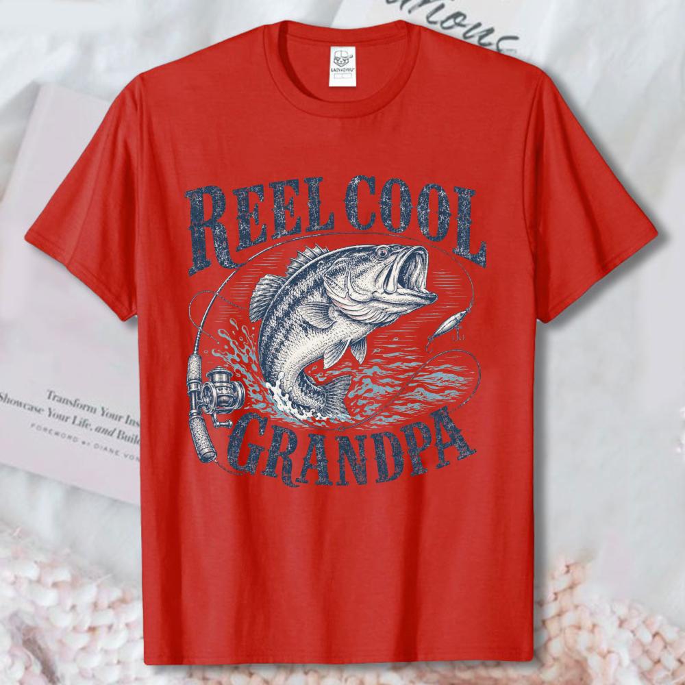 Reel Cool Grandpa Shirt Bass Fishing Gifts For Grandpa Vintage Fisherunisex ShortSleeve Tees Funny Streetwear Shirt Cotton Unisex Tee
