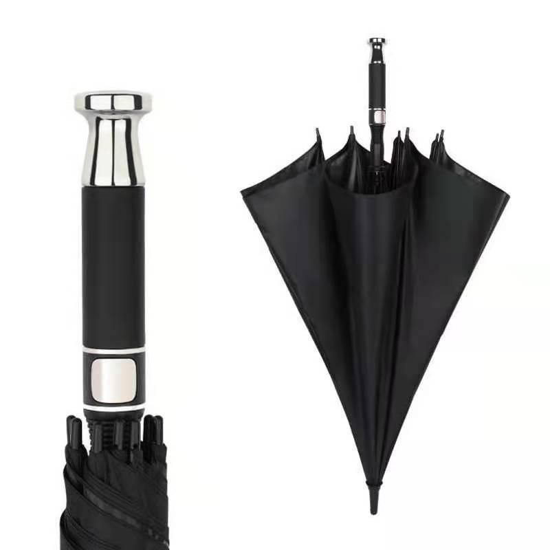 Large Automatic Dual-Use Umbrellas: Sun & Rain Protection with Long Handle and Black Glue for Sun Blocking