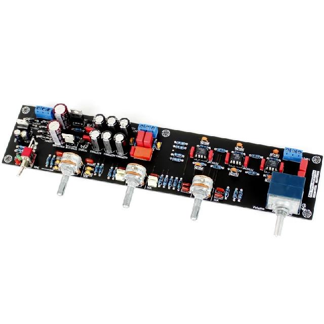 GHXAMP JRC5532 Audio Preamplifier Tone Control Board Op-amp Treble Mid Bass Preamp Amplifier ELNA680UF*2+1000UF*6 AC12-18V DIY