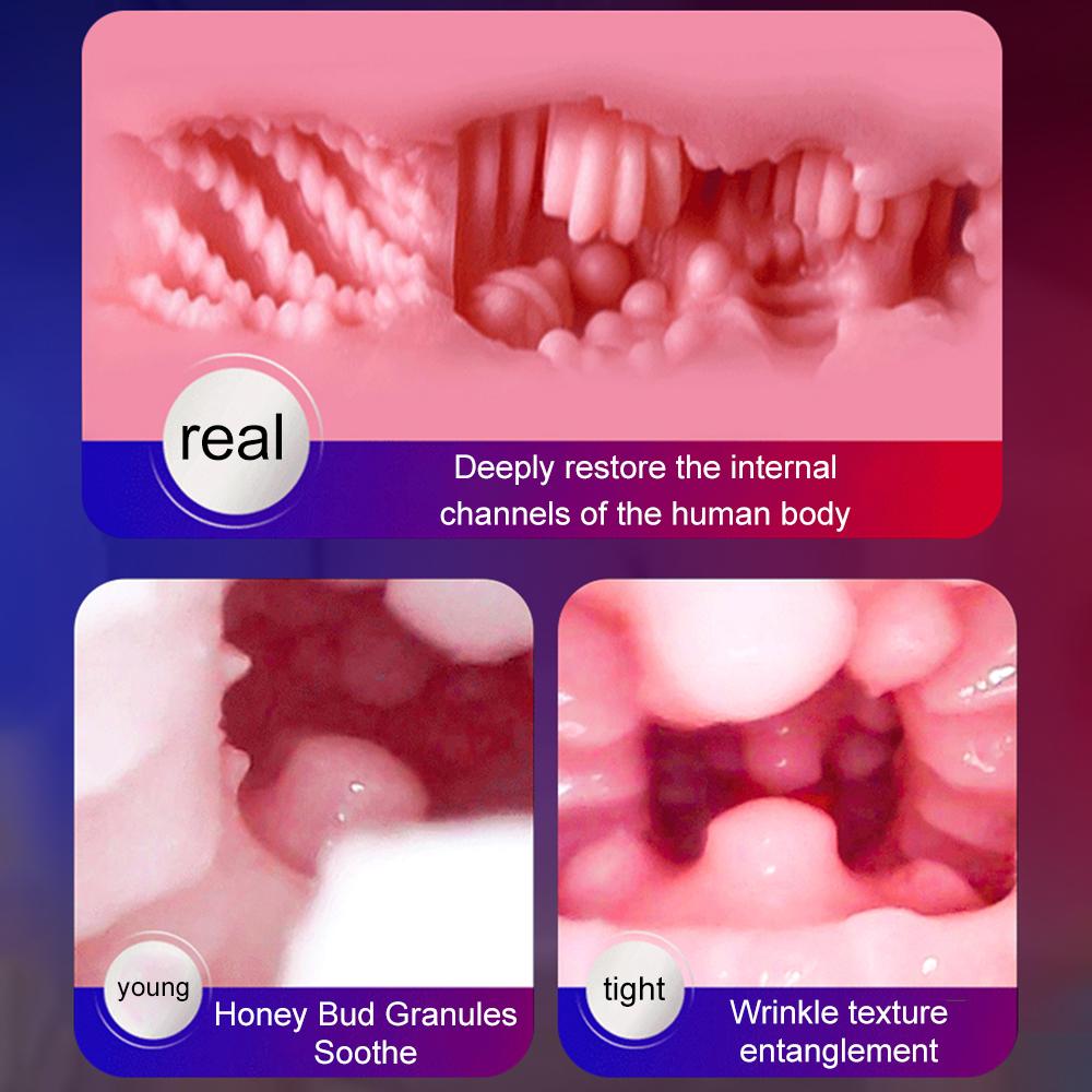 Automatisk Blowjob Suge Masturbasjonskopp Ekte Vagina Live Stemmeopptak Mannlige Masturbatorer Oralsex Leker for Menn Voksne 18+