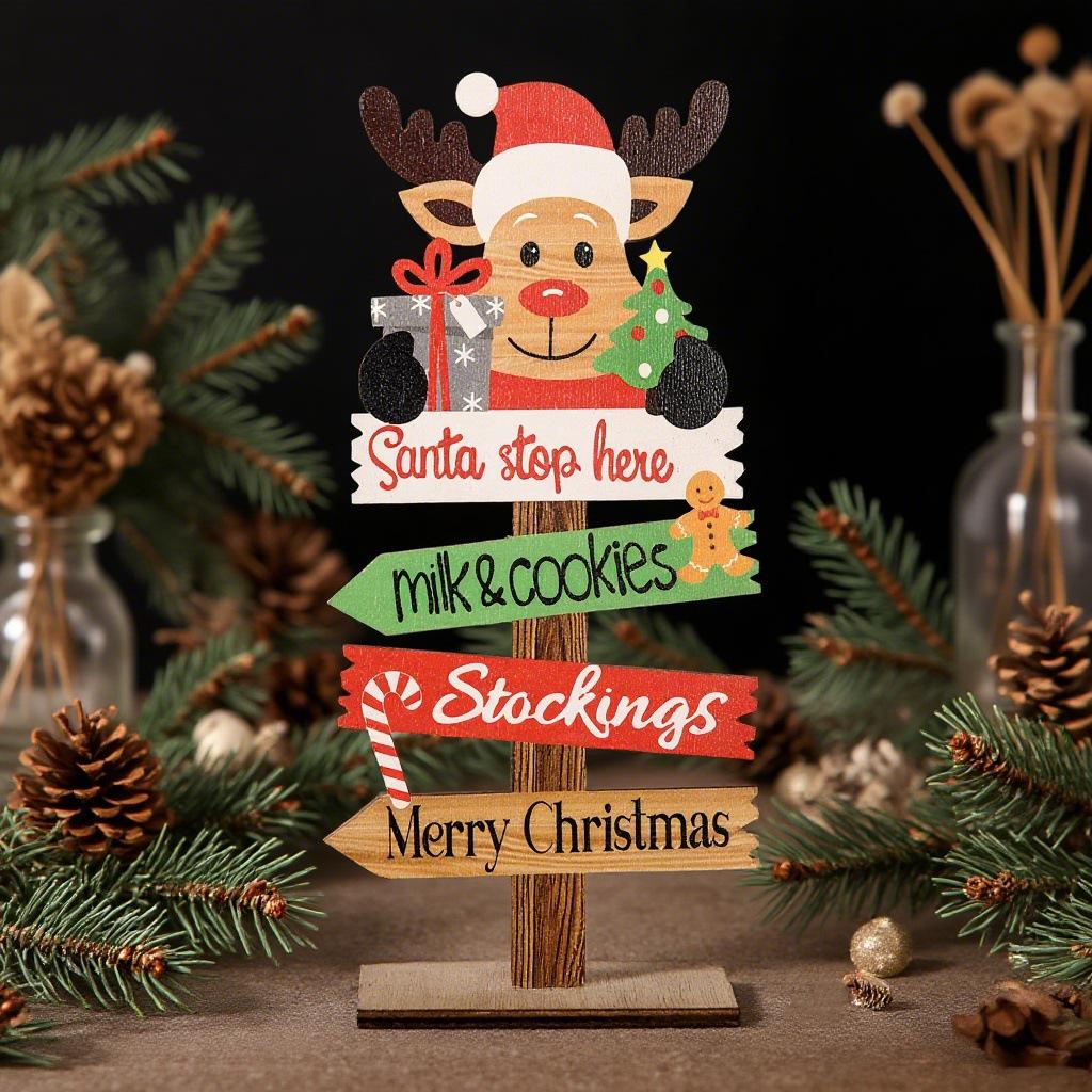 Youqi Christmas Wooden Ornaments: Faceless Old Man, Snowman, and Reindeer Festival Decorations for Desktop