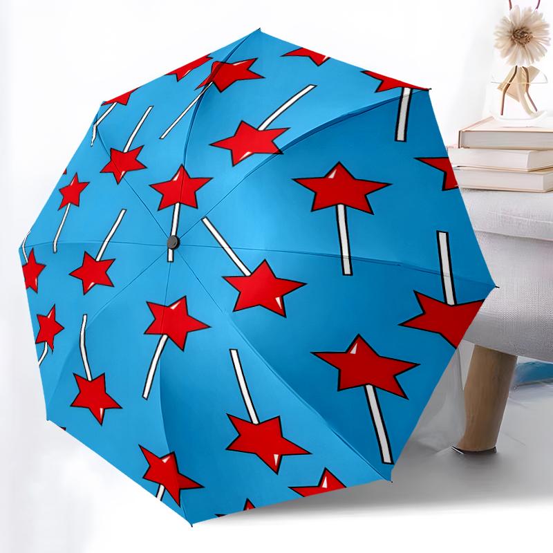 1pc Sturdy 8-Bone Auto Umbrella, Colorful Stars Umbrella, Digital Printed, Foldable Umbrella for On-the-Go Outdoor Use