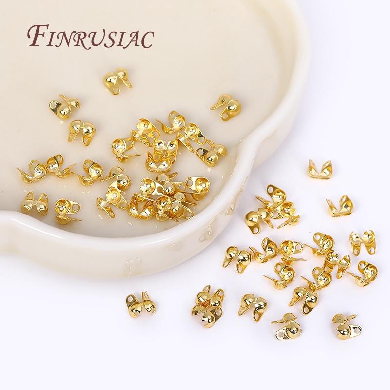 Jewelry Connector Clip Clasp Fittings Components 18K Gold Plated Ball Chain End Connector Crimp Bead Tip Knot Cover
