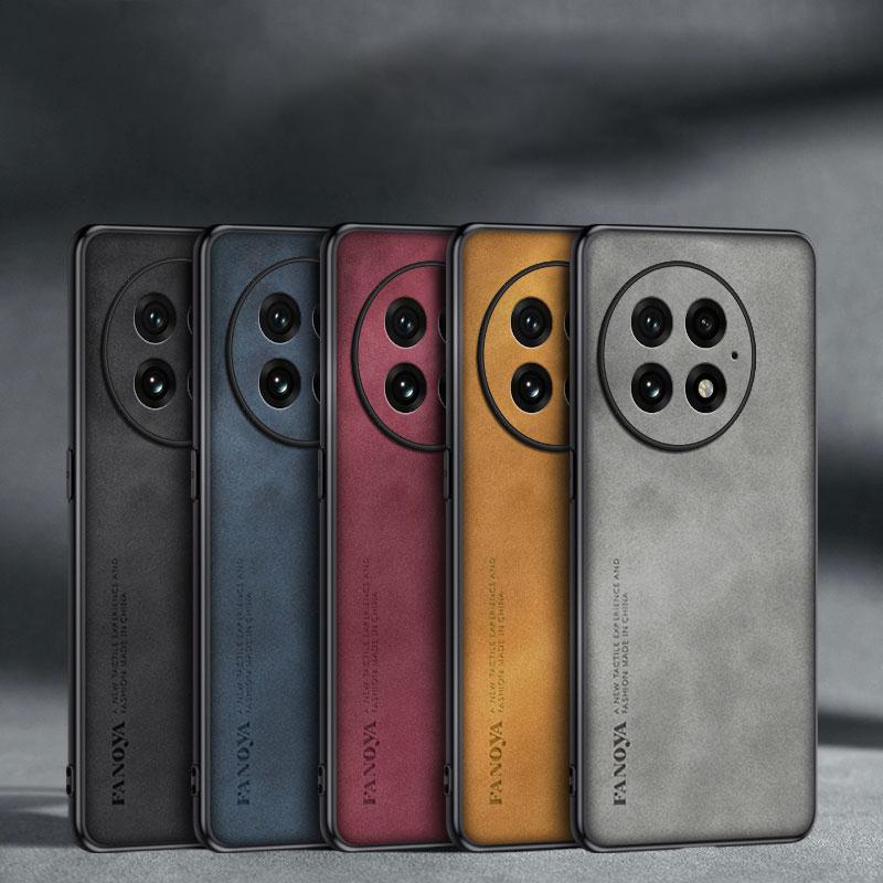 Luxury Leather Silicone Hard Frosted Back Case for OnePlus 13 12 11 NORD4 ACE 4 3 V Pro Shockproof Protection Phone Cover Shell