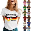 Damen Freizeit Pullover T-Shirt Kurzarm Rundhals Tee Top Buchstabendruck Deutschland Unterstützer Design