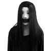 Halloween Horror Grimace Ghost Masque Scary Full Head Latex Zombie Masque with Hair Creepy Halloween Party Cosplay Costume