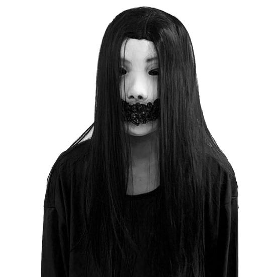 Halloween Horror Grimace Ghost Masque Scary Full Head Latex Zombie Masque with Hair Creepy Halloween Party Cosplay Costume