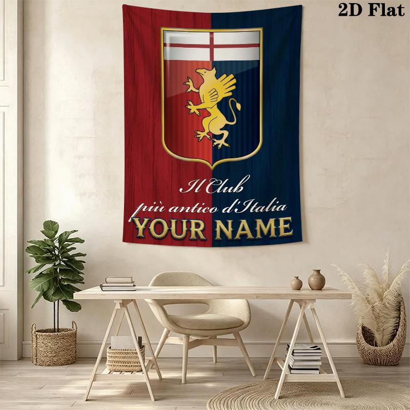 Custom Name Genoa CFC Wall Tapestry Aesthetic Wall Hanging Printed Fabric Blanket Decorative Tapestries for Bedroom Living Room Home Decor