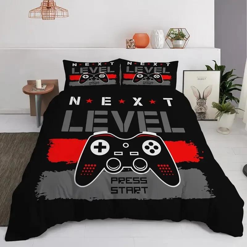 Set Copripiumino Gaming Gamer Matrimoniale, Set Biancheria da Letto Videogiochi per Bambini, Ragazzi, Moderni Ragazzi Cartoni Animati Gamepad Set Copripiumino