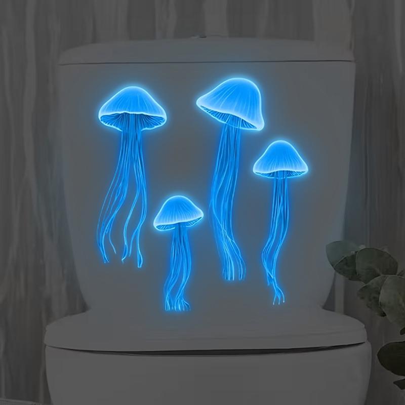 Autocollants Muraux Méduse Luminescents Autocollant Toilettes Décoration Murale Salle de Bain Auto-Adhésif Amovible Autocollant Voiture Décoration Intérieure