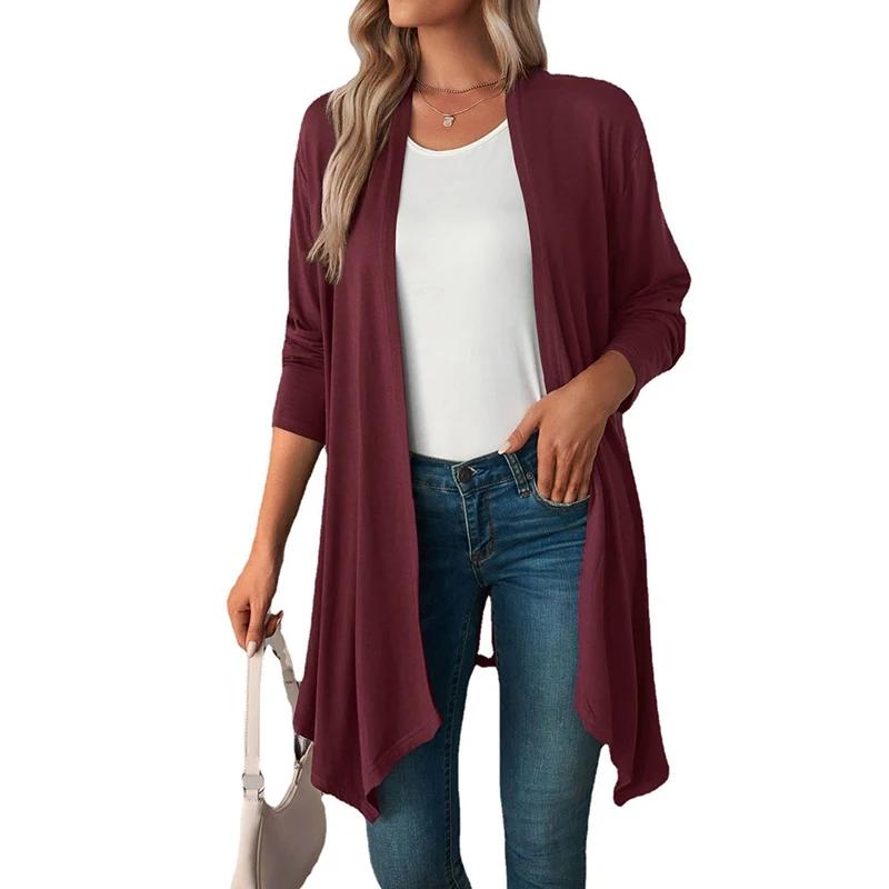 Cardigan Sottile Lungo da Donna Autunno Estate Maglione Cardigan Femminile Manica Lunga Cappotto Giacca Sciarpa Casual da Donna Capospalla