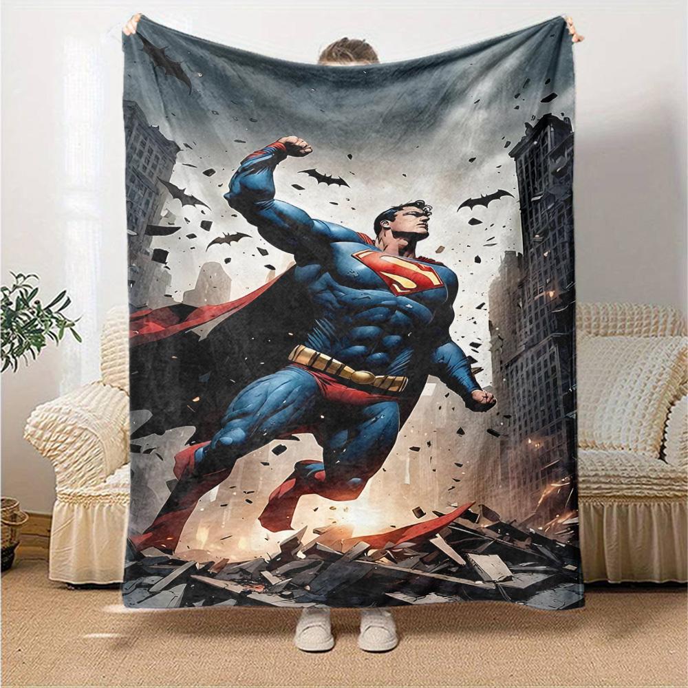 1pc Superman, Cityscape Flannel Blanket Soft Warm Throw for Home, Office, Travel, All-Season Cozy Bedding Gift L1422