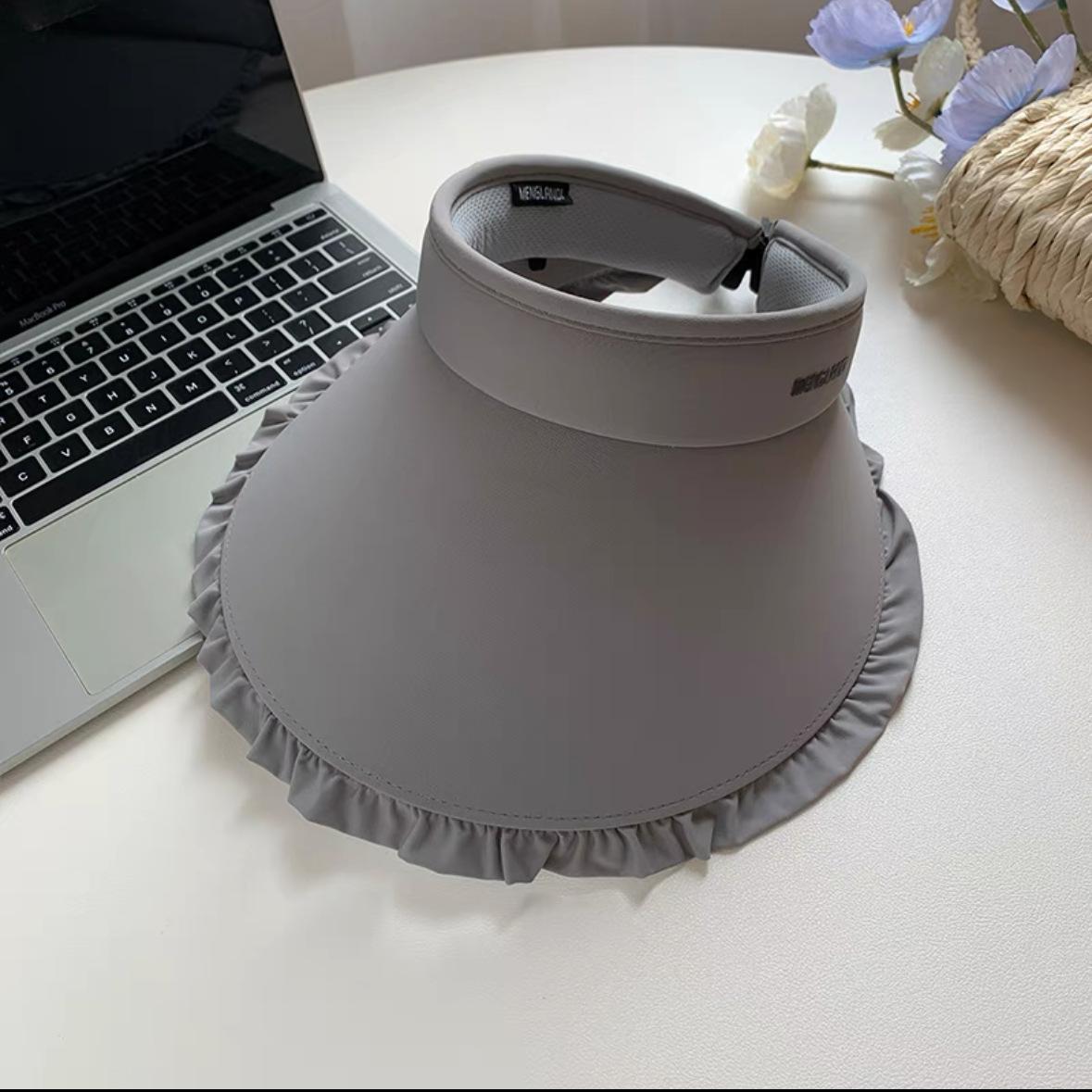 

Кепка с открытым верхом из ледяного шелка в корейском стиле, летняя кепка для защиты от солнца, модная плиссированная шляпа от солнца для женщин серый