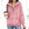 Women's Flannel Half-Zip Hooded Sweatshirt for Fall and Winter Casual Wear