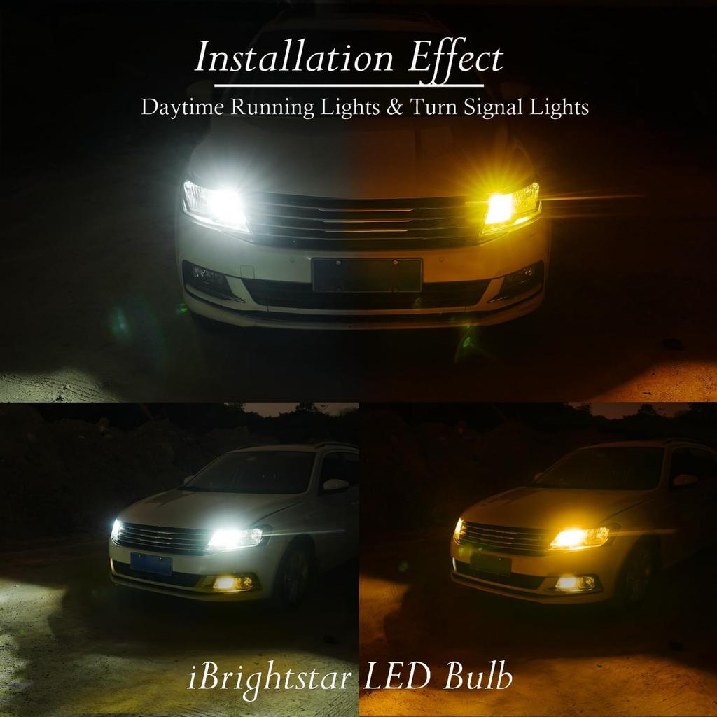 iBrightstar Super Bright 3157 4157 3155 3457 Switchback LED Bulbs with Projector Replacement for Daytime Running Lights/DRL and Turn Signal Lights,