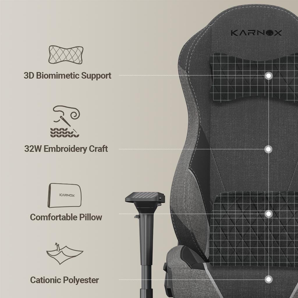 KARNOX Gaming Chair Fabric for Adults - Office Chair High Back,Game Chair with Headrest and Lumbar Support,Gaming Chair Cloth 155 Degrees Recline