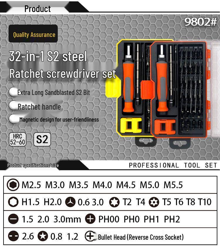 30-in-1 Magnetic S2 Screwdriver Set for Electronics & Watch Repair