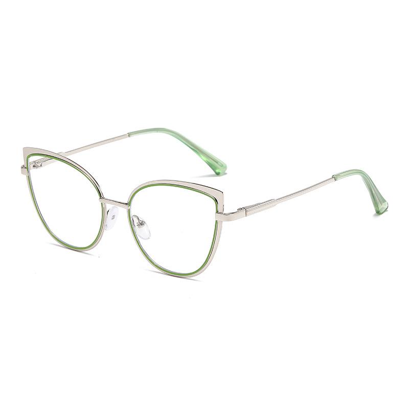 New cat eye glasses frame women's trend fashion metal glasses frame fashion color-changing anti-blue light glasses