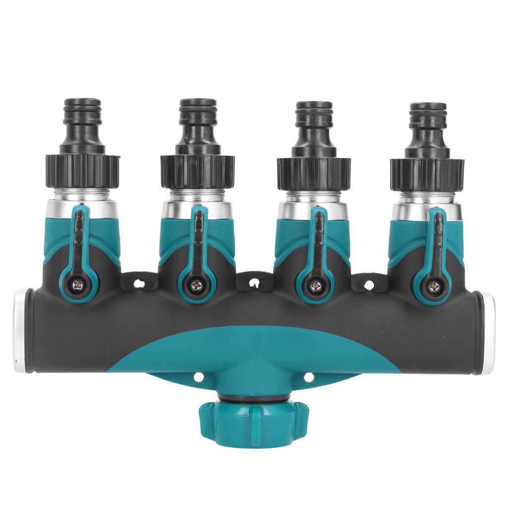 4 Way Hose Splitter Metal Valve Water Distribution Controller Connector Garden Lawns Product