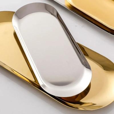 Stainless Steel Dessert Plate Nut Fruit Dining Plate Dishes Trays Decorative Jewelry Dish Household Kitchen Storage Tray Tools