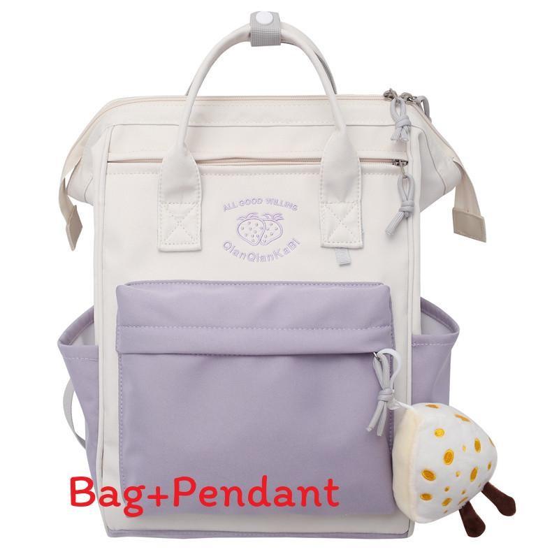 Strawberry And Letters Pattern Versatile Casual Backpack For Students Daily Use