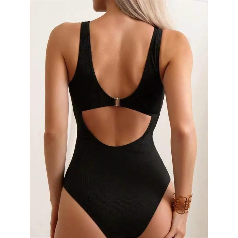 2026 Solid Smocked Swimsuit Sexy Women One Piece Straped Swimwear Female Padded Beachwear Bather Bathing Swimming Suit Beachwear