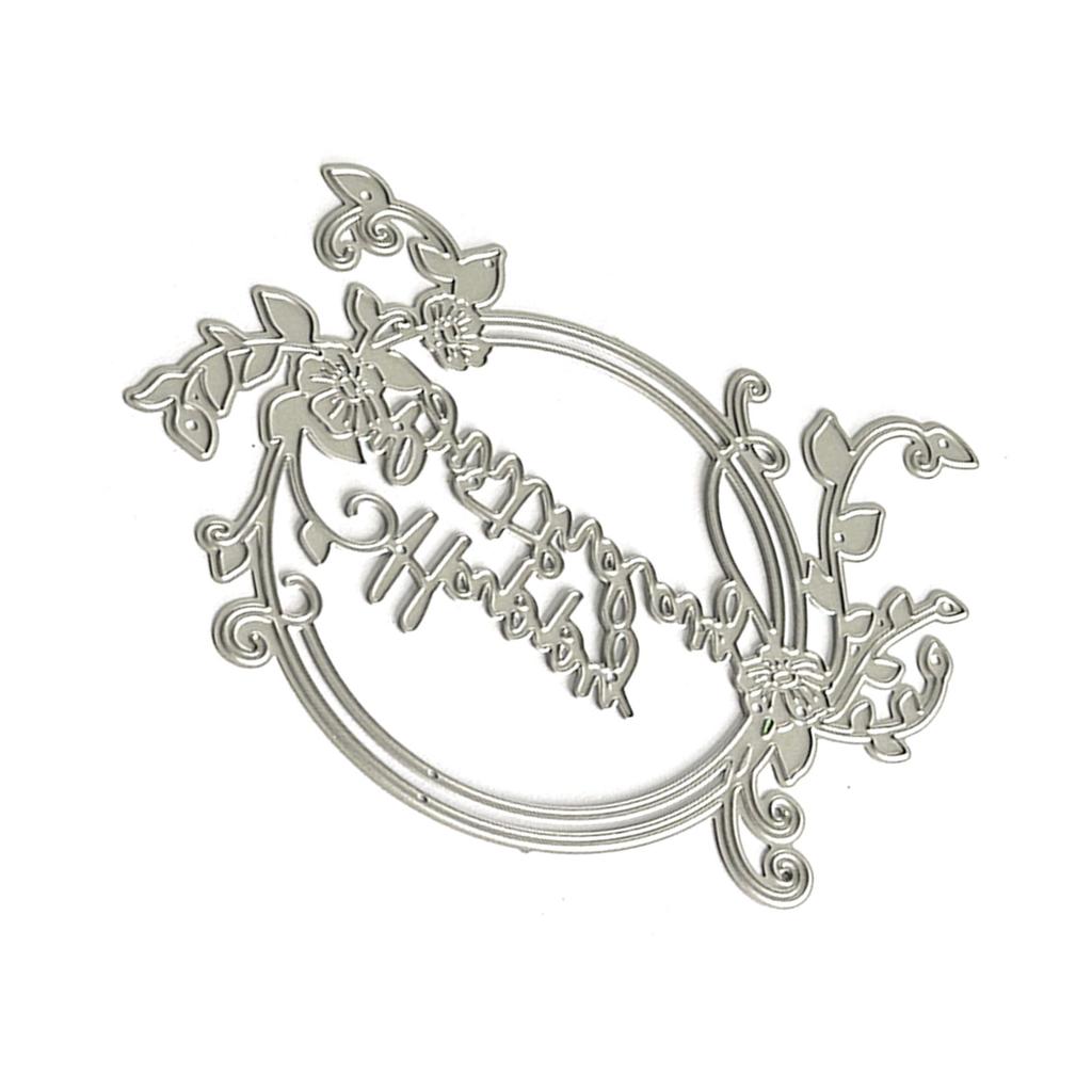 Wreath Cutting Dies for Photo Journal Scrapbooking Card Decorations Embossing Stencils Happy Birthday Die Cuts