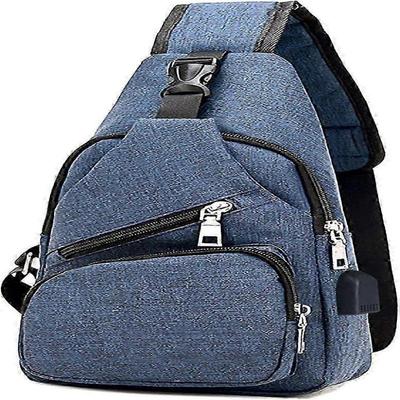 Τσάντα Χιαστί Τσάντα Στήθους με Θύρα Φόρτισης USB Άνδρες Γυναίκες Ελαφριά Crossbody Για Πεζοπορία, Ποδηλασία, Ταξίδια