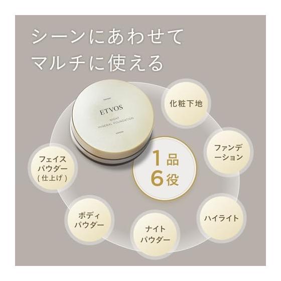 ETVOS Night Mineral Foundation 5g (Makeup Base, Face Powder, Gloss, Sebum Absorption, Prevents Crumbling, Allows You To Sleep with It On, Sensitive