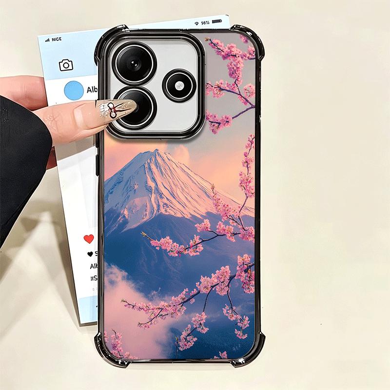 Japanese Pink Cherry Mount Fuji Soft Phone Case For Xiaomi Poco X7 X8 Pro Max X6 X5 X3 F8 Ultra F7 M8 M7 M5S Redmi 15C 15A 15 14