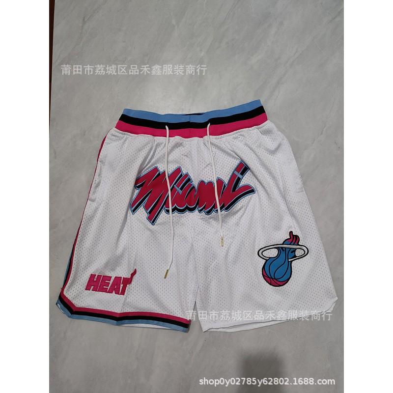 Miami Heat Basketball Shorts Men City White Black Rainbow Print Performance Sportswear Cotton Athletic Pants