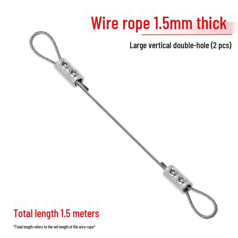 Adjustable 304 Stainless Steel Wire Rope Locking Connector for Lighting Fixtures (1.5~4mm Double Hole, Vertical)