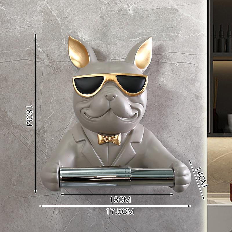 

Смоляна фігурка бульдога, тримач для рулону паперу, кухонний, ванної кімнати, настінний, з отворами, багатофункціональний тримач для серветок