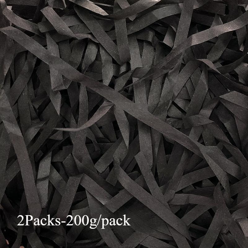 

2 упаковки-200 г/упаковка Наполнитель для подарочной коробки Измельченная бумага Silafil Grass Crinkle Cut Перерабатываемая крафт-бумага из конфетти Наполнитель из рафии для Пасхи чёрный