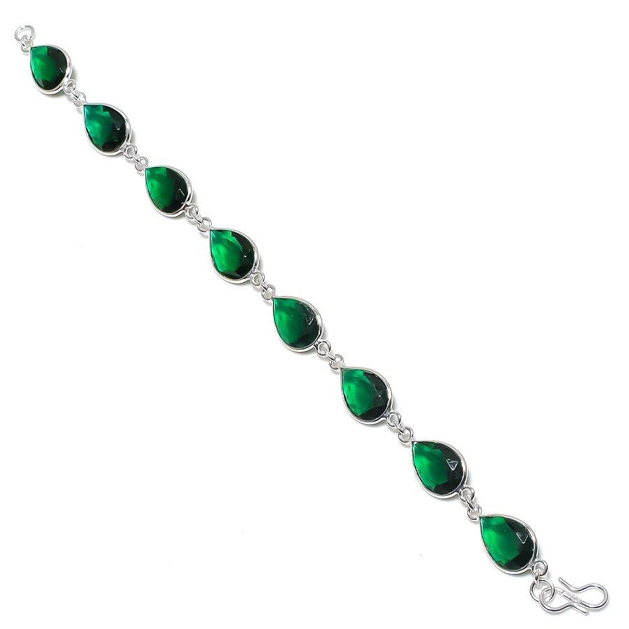 

Natural Chrome Diopside Gemstone Handmade 925 Sterling Silver Bracelet 7-8 G6C77