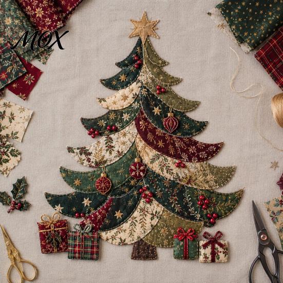 Decorative Fabric Scrap Set Christmas DIY Patchwork Kit, Halloween Witch Hat Sewing Xmas Enthusiasts Animal Craft Kit for Beginners, Handmade Holiday