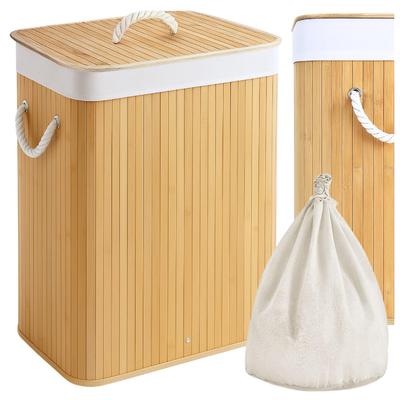Foldable Bamboo Laundry Basket, Toys, Underwear, Large Organizer