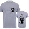 Cat Loving Coffee Print Men's T-shirt Summer Tees Comfortable Breathable Short-sleeve Top Black Cat Lovers Oversized Men T-shirt