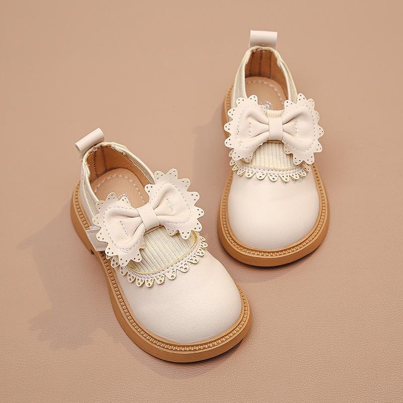 British Style Bowknot Girls Princess Leather Shoes Soft Sole Performance Flats