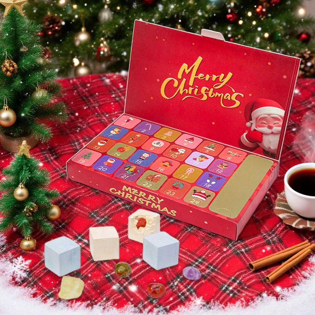 Countdown Calendar Christmas Advent 24 Boxes Natural Crystals Stone Digging Theme Holiday Party Favors for Girls Boys Kids